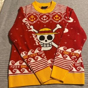 One Piece Straw Hat Pirates Jolly Roger Emblem Holiday Sweater